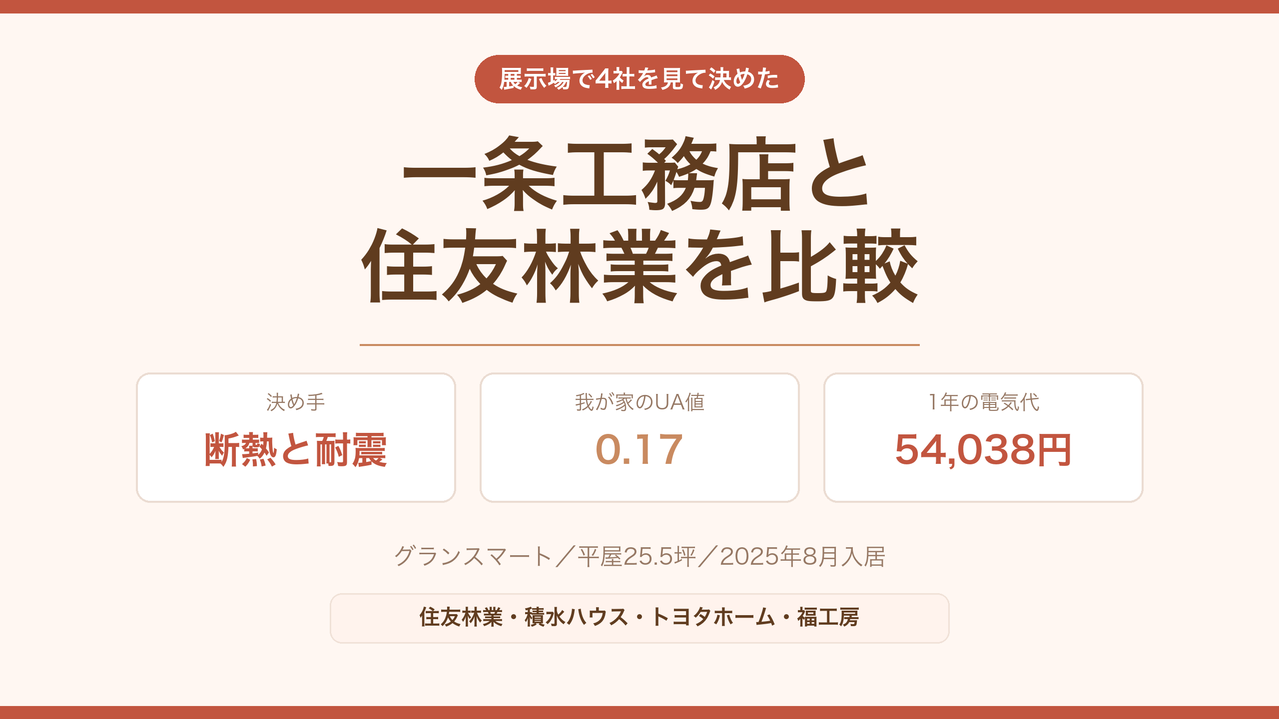 一条工務店と住友林業を比較。4社の展示場を見て決めた理由