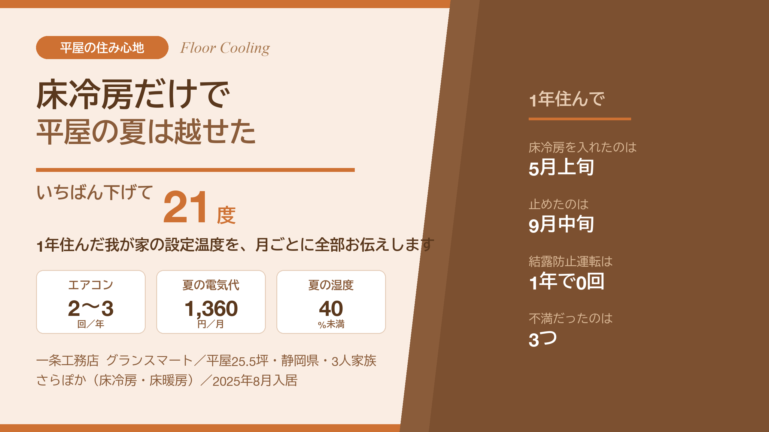 一条工務店の床冷房は暑い？平屋に1年住んで夏を越した実感